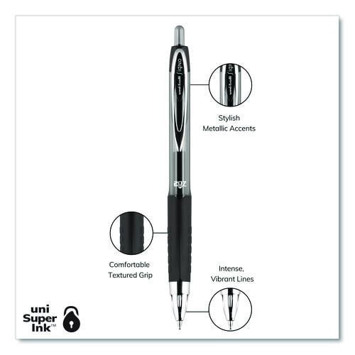 Signo 207 Gel Pen, Retractable, Medium 0.7 Mm, Black Ink, Smoke/black Barrel, Dozen | Bundle of 10