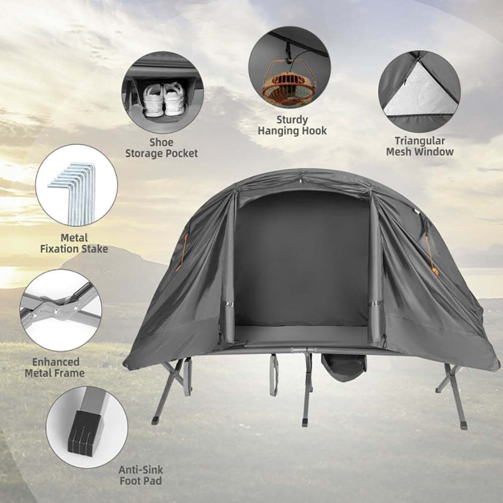 Aimee Lii 2-Person Outdoor Camping Tent with External Cover, Easy Set Up Camping Tents Shelter, Gray