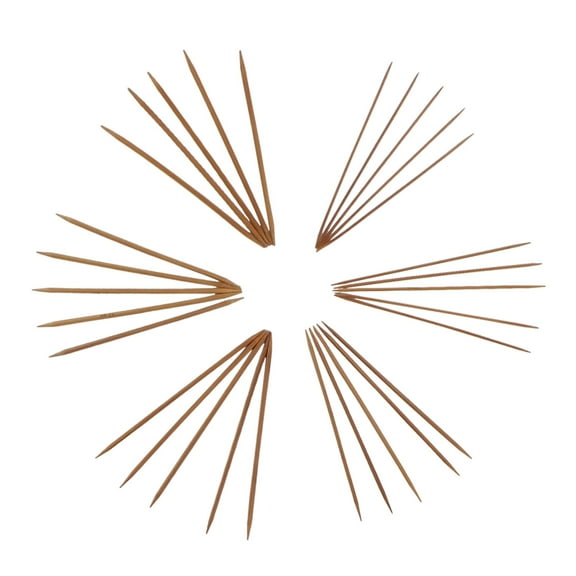 JubileeYarn 5" Double Point Bamboo Knitting Needles Set | 6 Sizes: 2mm(US0)-3.25mm(US3) | 5 Needles/Size | Carbonized Brown