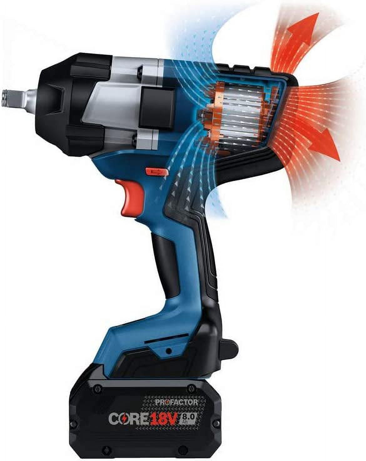 Bosch PROFACTOR GDS18V-740N 18V Cordless 1/2 In. Impact Wrench with Friction Ring, Battery Not Included , Blue