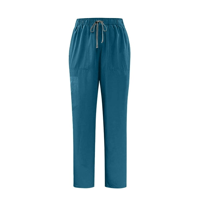 yardsong Pantalon Médical de Jogging Extensible Taille Haute pour Femme - Pantalon Athlétique Médical Léger à Cordon, Bas Resserré, Bleu Marine, P