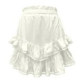 thumbnail image 3 of MIXUE Skirts For Women Summer Solid Color High Waist Ruffled Casual Boho Mini Tennis Skirt Activewear,White,XL, 3 of 5