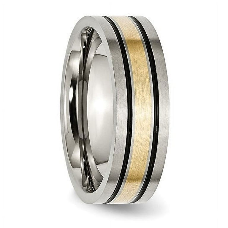 Chisel Titanium Antiqued and Brushed with 14k Gold Inlay 7mm