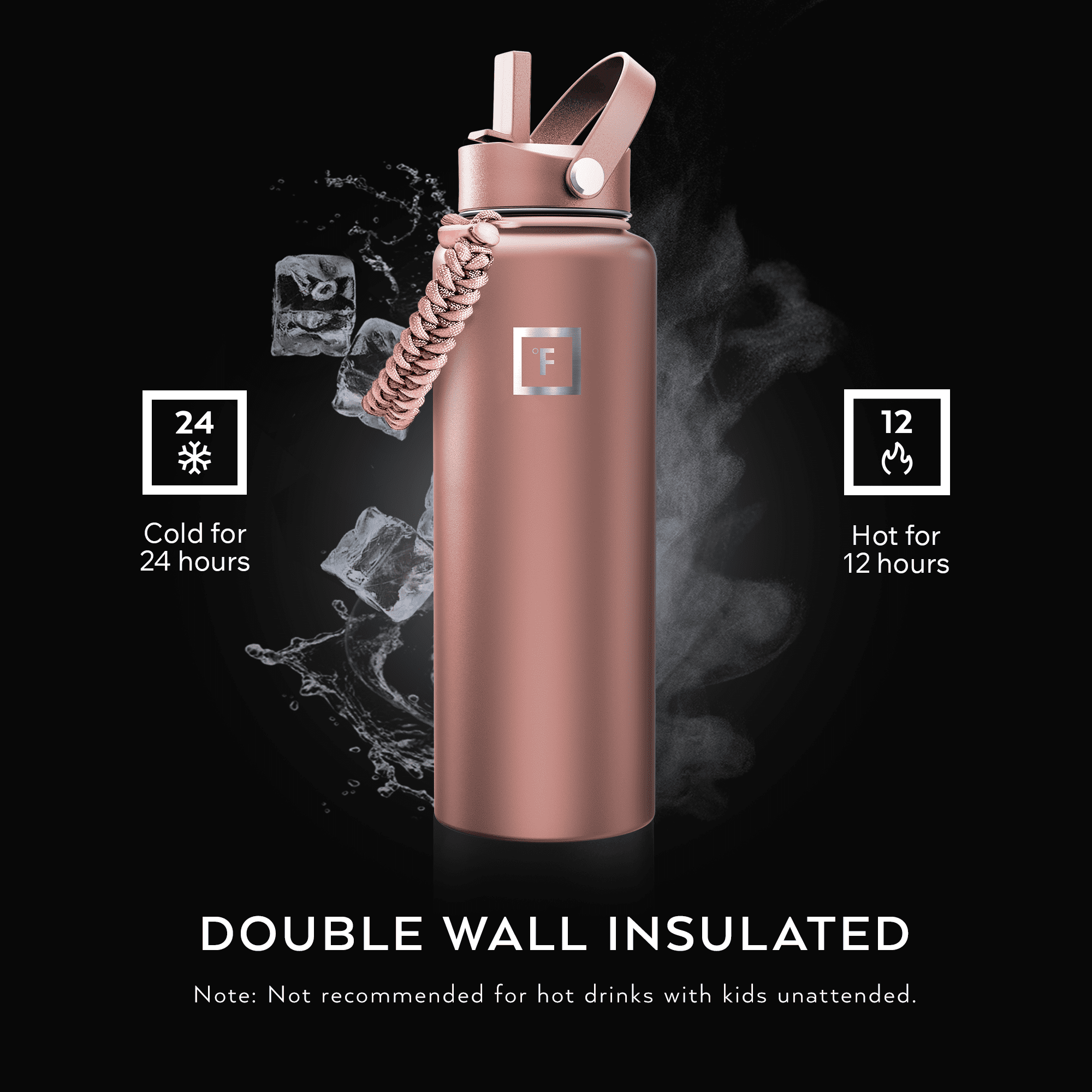 (2 pack) Iron Flask 40 oz Rose Gold Stainless Steel Water Bottle