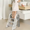 thumbnail image 1 of Foldable Toddler Step Stool  Adjustable Step Stool Ladder with Handles for Kitchen Counter Bathroom Potty Training  Learning Helper Stool for Kids, 1 of 9