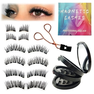 Magnetic Eyelashes with Applicator 3D Natural Look False Lashes without Eyeliner,No Glue Needed Magnetic Lashes Strip,Reusable Magnetic Eyelashes,3 Styles,Gift for Women(12pcs-3pairs)