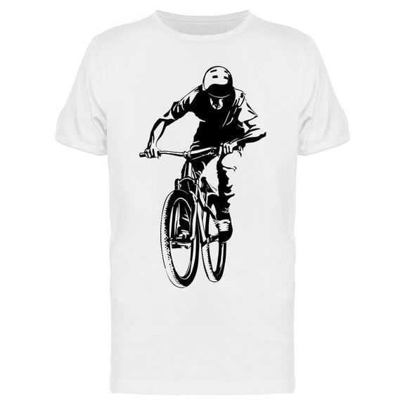 Man: Rides A Bicycle T-Shirt Men -Image by Shutterstock, Male XX-Large