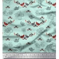 thumbnail image 1 of Soimoi Green polyester Crepe Fabric Floral,Heart & Bird Folk Art Printed Craft Fabric by the Yard 52 Inch Wide, 1 of 3
