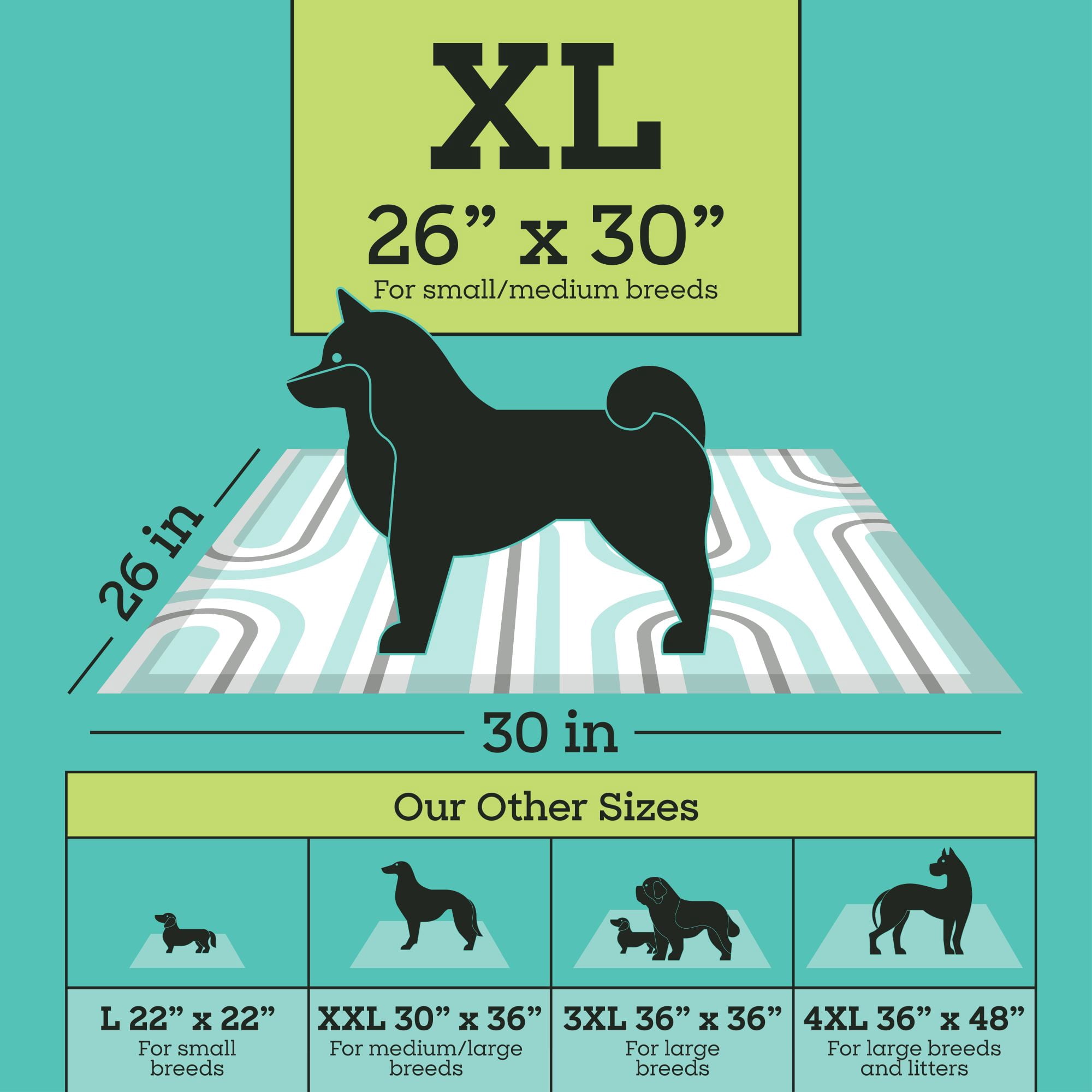 (2 pack) Pet Life Unlimited Smart Print Dog Pads, Large, 22" x 22", 40ct
