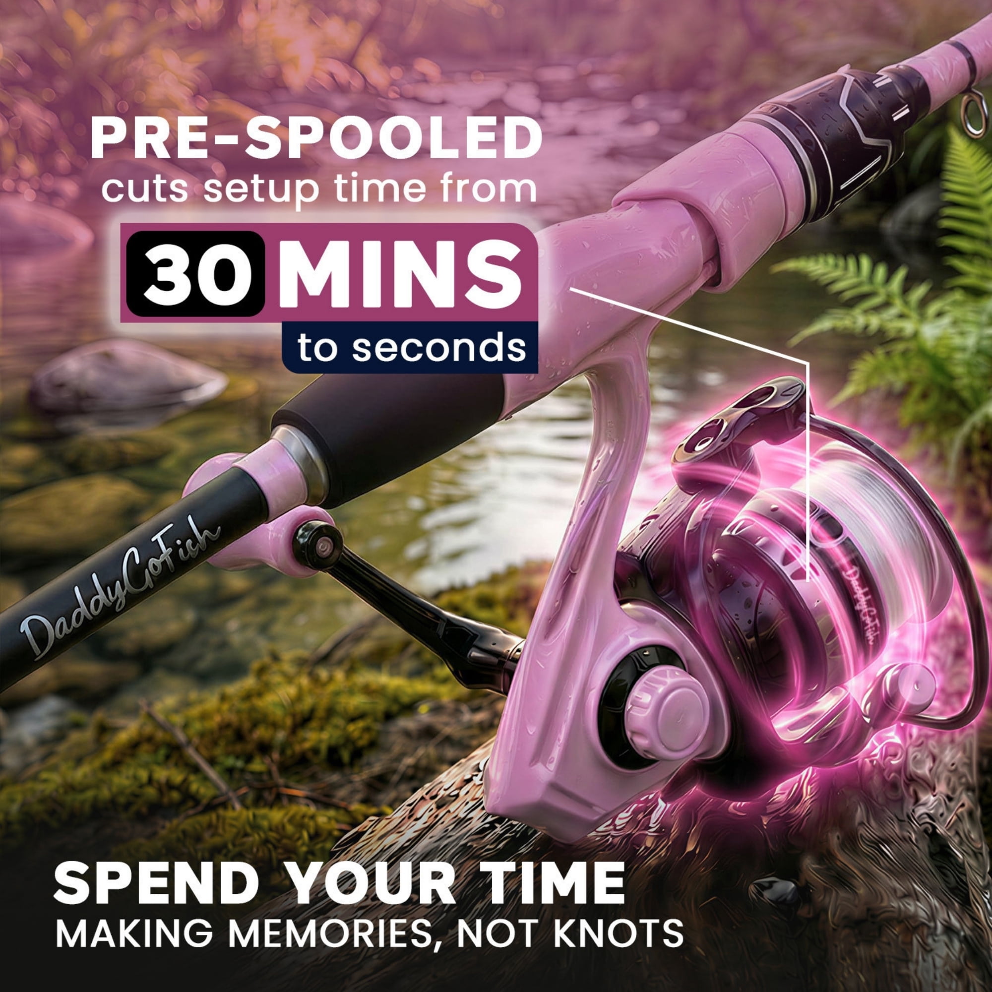 DaddyGoFish Spinning Fishing Rod and Reel Combo Set with Tackle Box | Fishing Pole | Carbon Fiber Telescopic Fishing Rod Kit | Spinning Reel for Travel Saltwater Freshwater Fishing Gear Kit