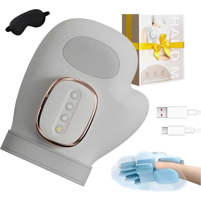Hand Massager with Heat and Compression, Smart Hand Massager Machine, 3 Modes, 5 Intensities, Finger & Palm Pressure Kneading, Portable for Home, Office, Travel