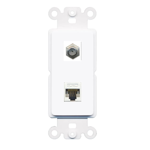 RiteAV Coax Cat5e Wall Plate Insert White