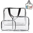 thumbnail image 1 of Juego de 3 bolsas de maquillaje transparentes, bolsa de aseo transparente, PVC transparente impermeable con asa de cremallera, bolsa de equipaje de viaje portátil, 1 of 5