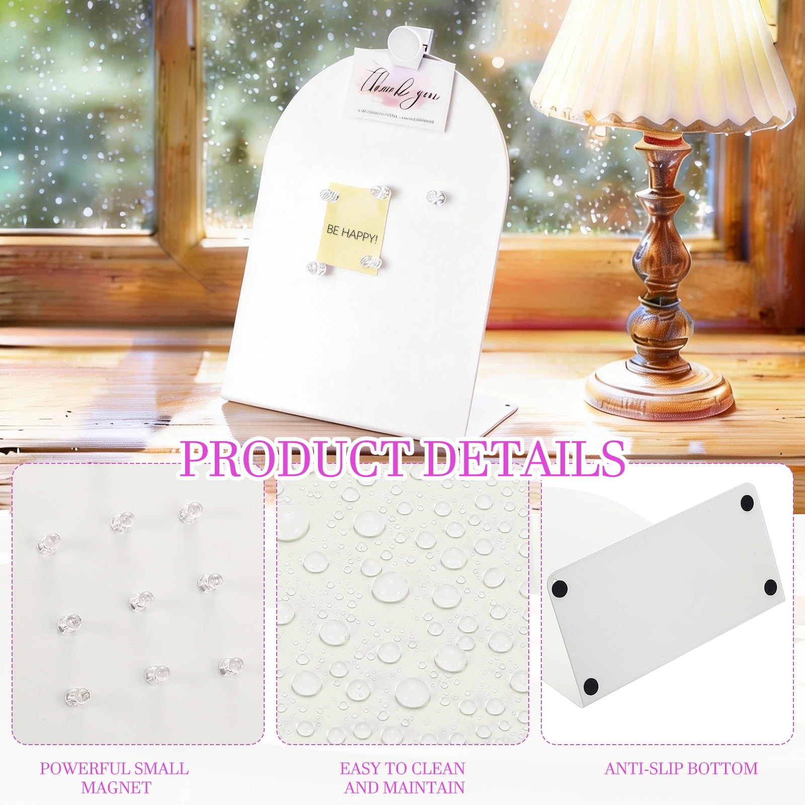 Uxcell Magnetic Bulletin Board, Memo Magnet Display Stand Board with Magnetic Accessory Set for Home Office Kitchen, White