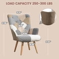 thumbnail image 2 of Living Room Accent Chair with High Backrest, Bedroom Plaid Bohemian Upholstered Armchair for Mid Century, Modern Cozy Chairs for Small Spaces, Grey, 2 of 5