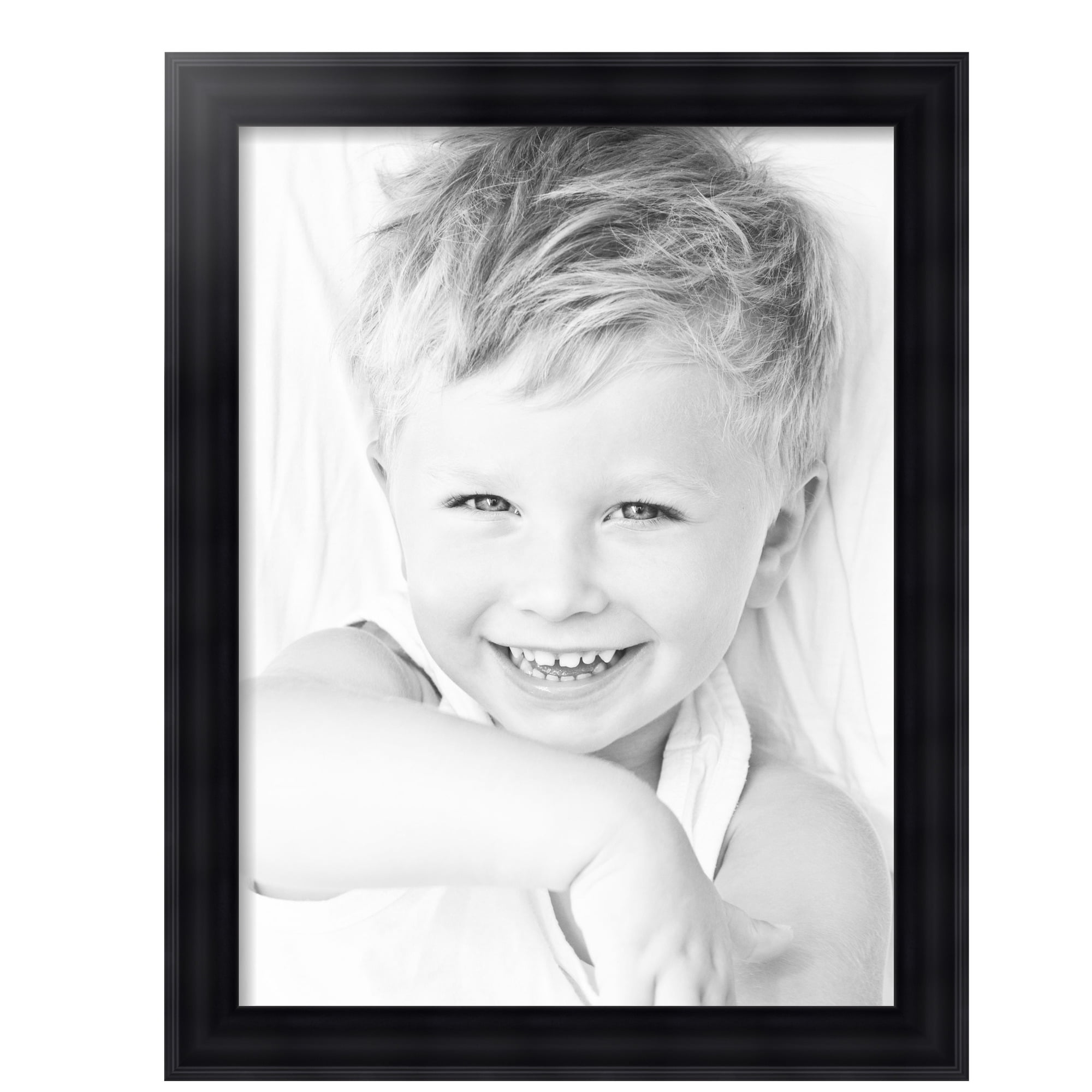 ArtToFrames 18x24 Inch Satin Black Reverse Step Picture Frame, This Black Wood Poster Frame is Great for Your Art or Photos, Comes with 060 Plexi Glass (1419)