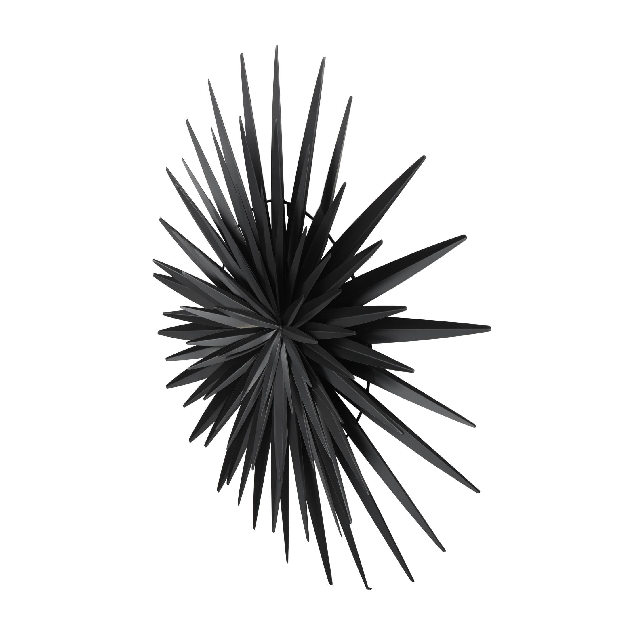 DecMode Black Metal Large Layered 3D Sunburst Wall Decor
