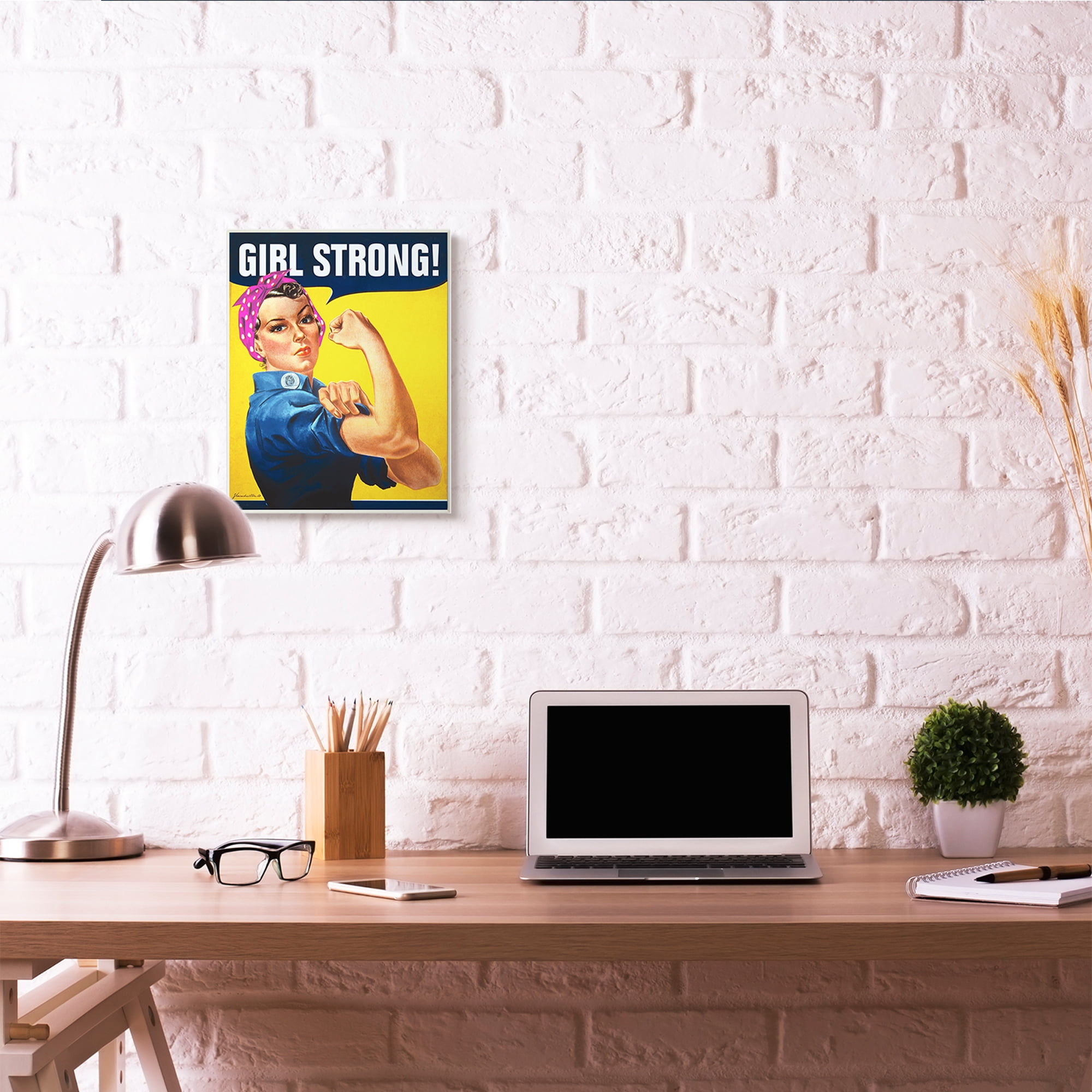 Stupell Industries Girl Strong Vintage Woman Poster Design Wall Plaque by RetroRocket