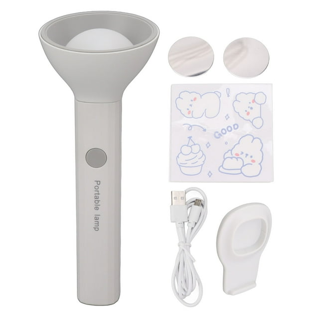 Linterna magnética potente, linterna USB, plegable, portátil, para estudiantes, lámpara de escritorio de aprendizaje con 3 niveles de temperatura de color, portalámparas circular, gris claro