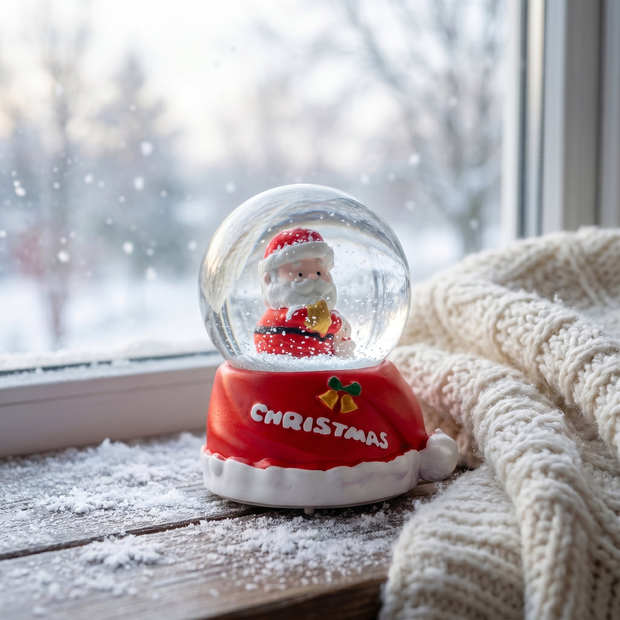 Unique Bargains Crystal Ball Shatterproof LED Glitter Snow Globe Red C 2.6" x 2.6" x 3.7"