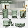 thumbnail image 2 of AOMOTA 5Pcs Bathroom Accessories Set, Modern Glass Bathroom Accessories with Lotion Soap Dispenser, Soap Dish, Toothbrush Holder, Tumbler, Cotton Swab Jars, Perfect for Bathroom Theme Gift,Green, 2 of 8