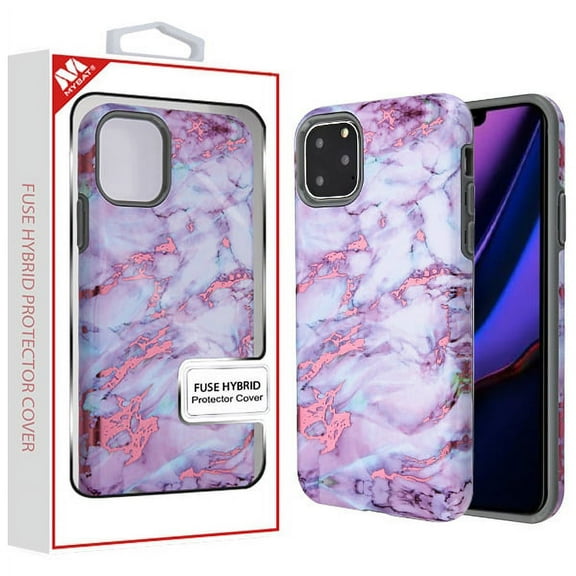 Apple iPhone 11 PRO Phone Case Slim Hybrid Armor Shockproof Impact [Shock Absorption] Rubber Dual Layer Rugged Protective Hard TPU Sparkle Purple Gray Marble Marbling Cover for Apple iPhone 11 Pro