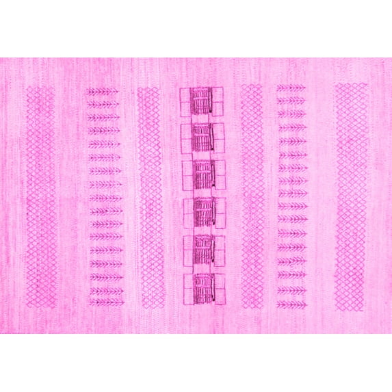 Ahgly Company Indoor Rectangle Solid Pink Modern Area Rugs, 7' x 10'