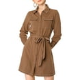 thumbnail image 3 of MODA NOVA Juniors Contrast Line Long Sleeves Belted Waist Dress with Pockets, 3 of 7