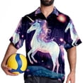 thumbnail image 4 of Starry Unicorn Men's Short Sleeve Printed Button Down Beach, Casual, Poplin Shirts for Summer Vacation, 4 of 6