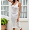thumbnail image 3 of Vestido de bikini ahuecado con protección solar encantadora para mujer cubierta de ganchillo para vacaciones en la playa, 3 of 6