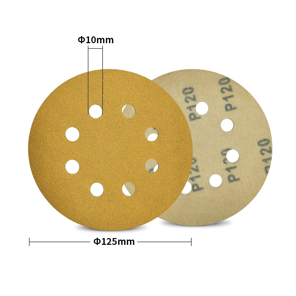 SPEEDWOX 220 Grit 5-Inch Sanding Discs 50-Pack | 8-Hole Hook & Loop Dustless Pads For Random Orbital Sanders