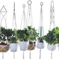 thumbnail image 5 of Flower pot net bag Gardening green plants Creative cotton rope flower pot hanging basket Hand woven cotton rope hanging flower pot net bag, 5 of 5