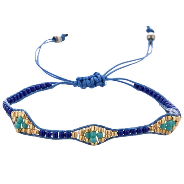 EeaseCA Bracelet Tissé à la Main 1 Pce Chaîne de Perles de Riz Rétro Bracelet d'Amitié Bohème