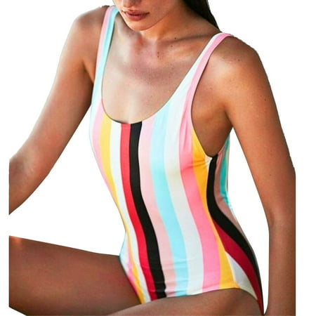 - Outtop Women One-Piece Rainbow Swimwear Bikini Set Push-Up Padded Swimsuit Beachwear