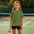 thumbnail image 4 of Lumosvexa Kids Girls Outfits Sets, Short Sleeve T-Shirt and Leggings Summer Sports Comfort Clothes 2 Piece Green 14-16, 4 of 9