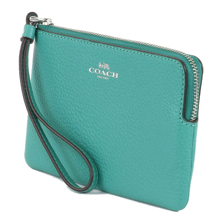 Coach leather good wristlet green