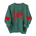 thumbnail image 2 of GuzomFashion Valentine's Day Oversized Green Crewneck Sweatshirt for Women - Love Graphic & Heart Accents 100% Polyester Casual Everyday Wear,Size M, 2 of 5