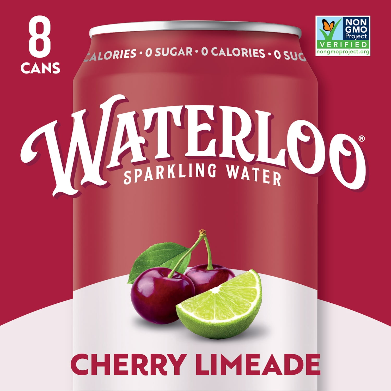 (3 pack) Waterloo Sparkling Water, Cherry Limeade, 12 fl oz, 8 Pack Cans