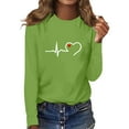 thumbnail image 2 of Tittly T Shirts for Women Graphic Tees Ladies Fashion Long Sleeve Round Neck T Shirt Womens Long Sleeve Tops Tshirts Shirts Green L, 2 of 5