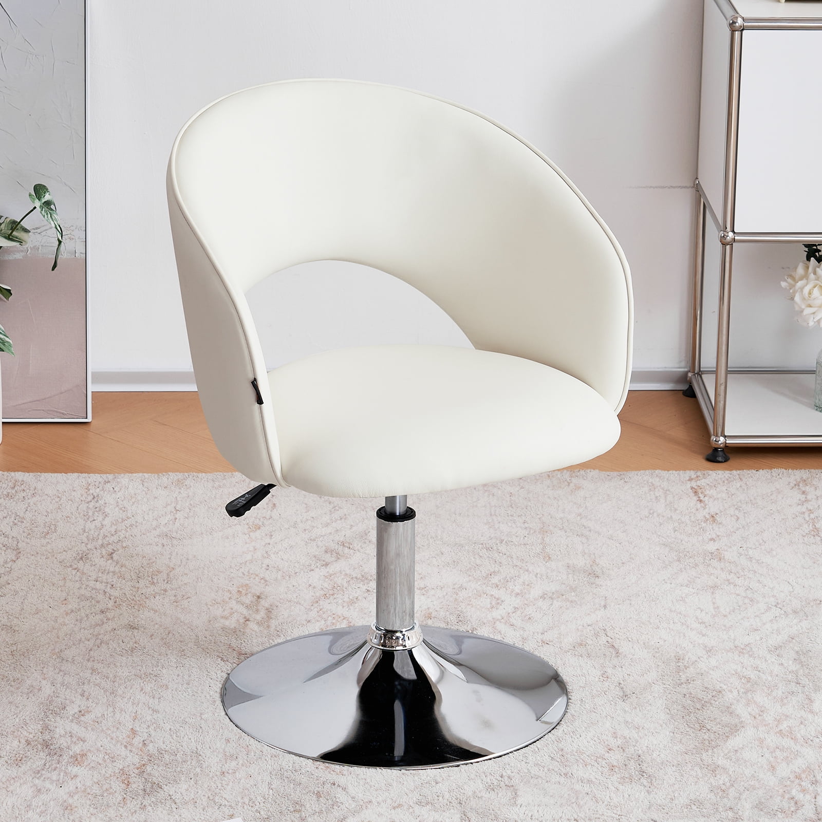 Furniliving Modern Swivel Accent Chair Faux PU Adjustable Vanity Chairs