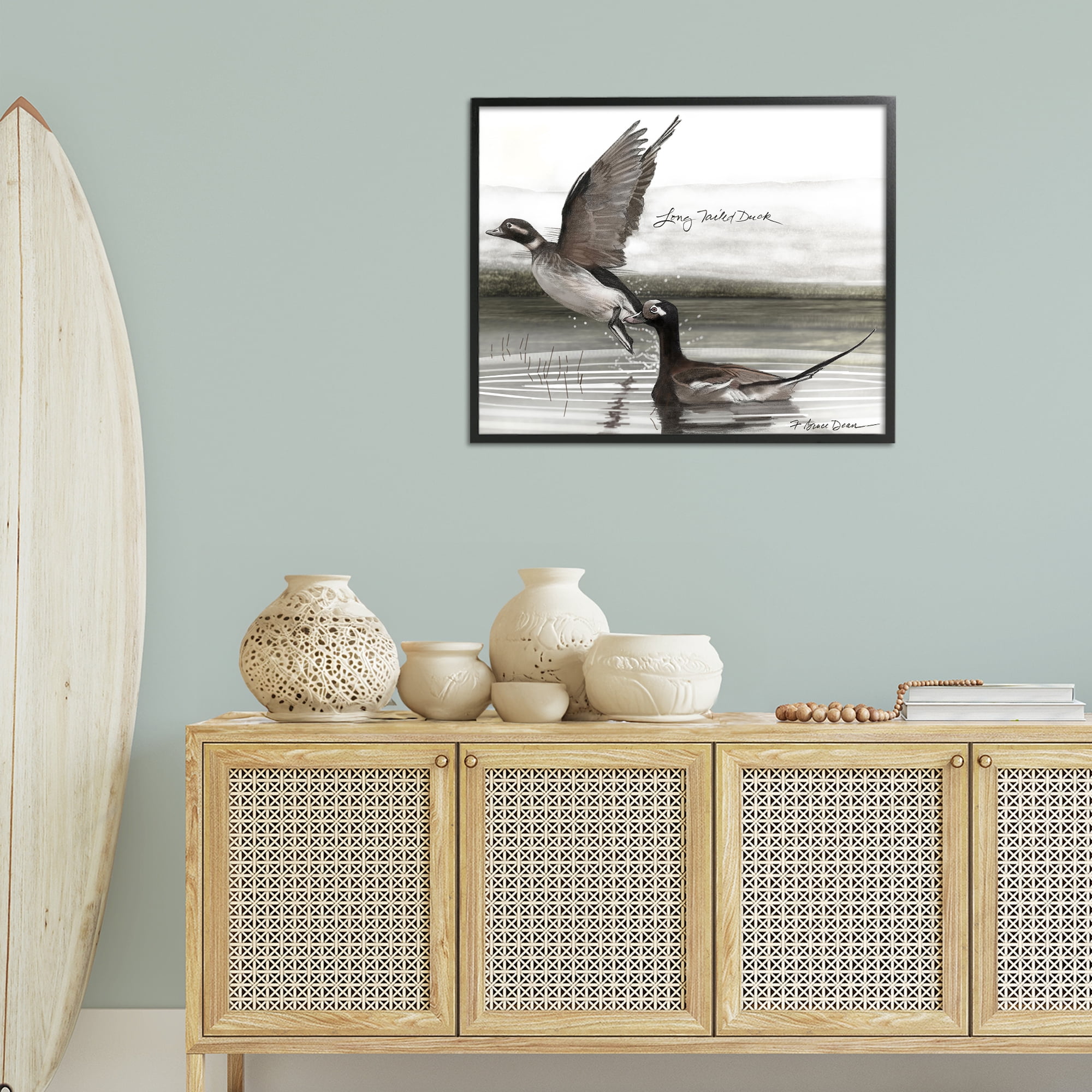 Stupell Industries Long Tailed Duck Animals & Insects Painting Black Framed Art Print Wall Art, 30 x 24