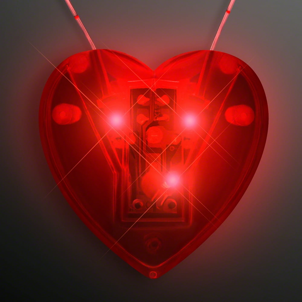 FlashingBlinkyLights Red Flashing LED Light Up Heart Necklace