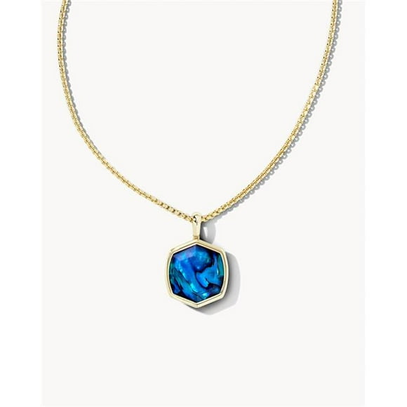Kendra Scott Davis Gold Long Pendant Necklace In Navy Abalone
