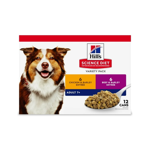 Hill's Science Diet Wet Dog Food Variety Pack for 7  Senior Dogs, 13oz Can 12pk