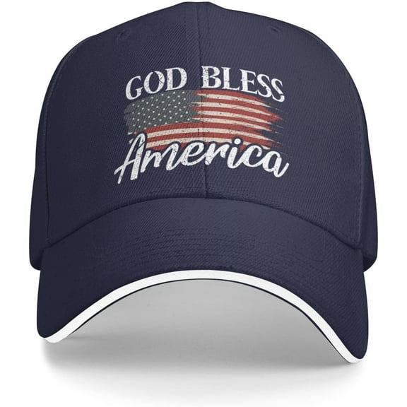 God Bless America Patriotic USA Baseball Cap Summer Sun Hat Gift Women Trucker Hat Snapback Hat Men Dad Hat Black