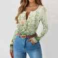 thumbnail image 2 of Womens Long Sleeve Ribbed Shirts V Neck Slim Fitted Henley Tops Ribbed Knit Casual Trendy Going Out Tops, 2 of 5