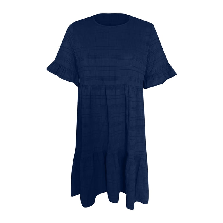 Women's Polka Dot Smock Dress Flounce Hem, Soft and Skin Friendly Knitted Material, Suitable for Multiple Occasions