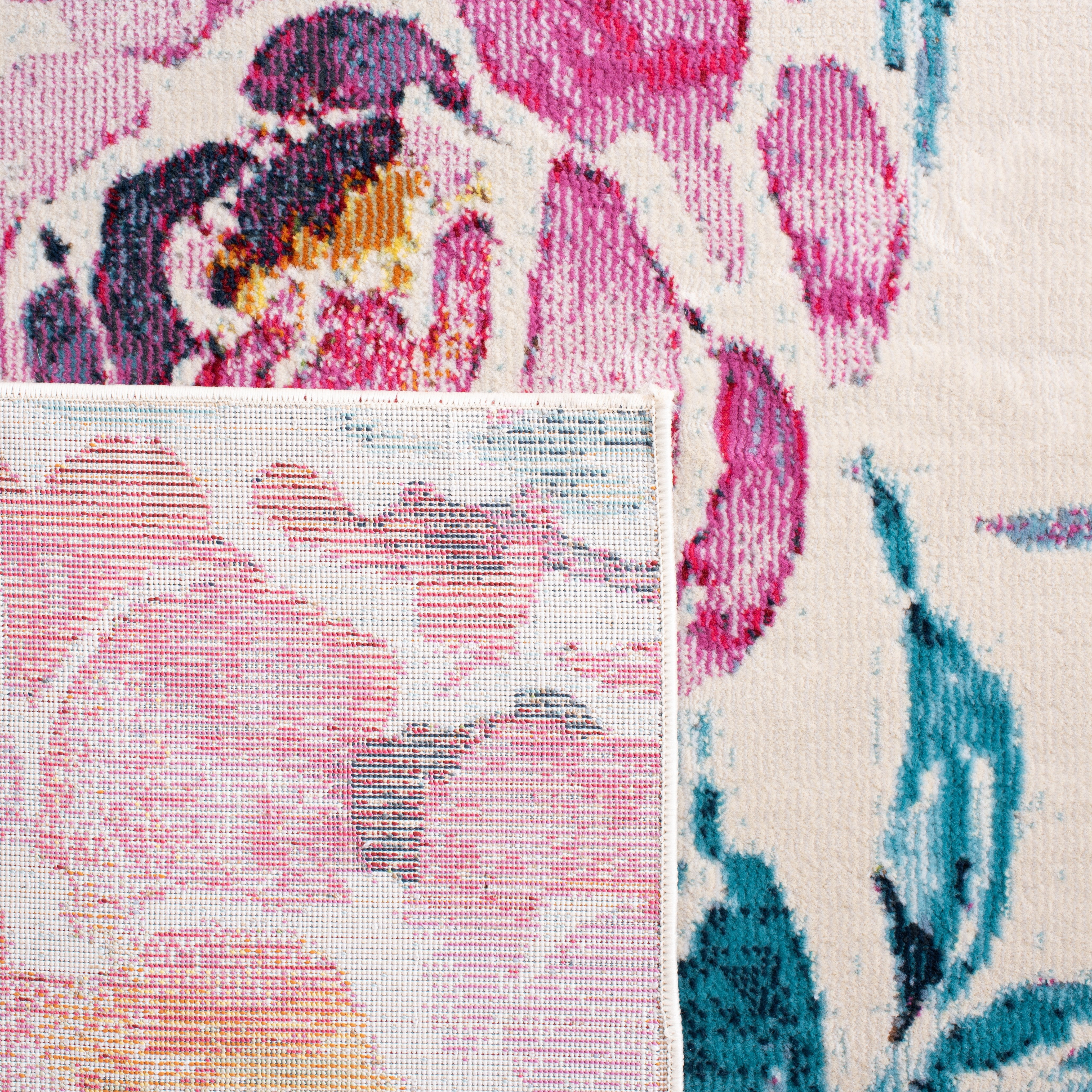 SAFAVIEH Lillian Agatha Floral Area Rug, Ivory/Rose, 6'7" x 9'10"
