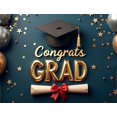 thumbnail image 4 of Graduation Banner Congrats Grad Background Celebration Party Backdrop Red Blue Balloons Graduation Cap Decorations School Event Photography Props, 4 of 4