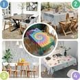 thumbnail image 4 of Rainbow Tie Dye Mandala Pattern Rectangle Tablecloth 60"x84",Waterproof Polyester Rectangle Table Cloth, Wipeable Spillproof Polyester Tablecloth for Dining, Camping, Indoor and Outdoor, 4 of 5